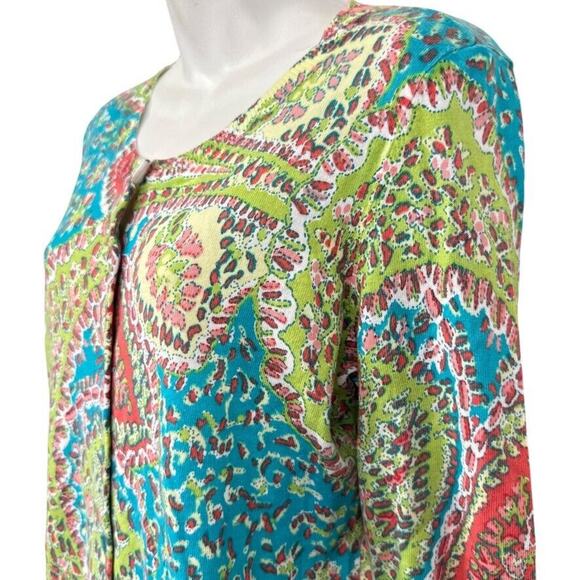 Talbots Petite Womens Colorful Cardigan Sweater Cotton Blend Lightweight sz M P - Picture 10 of 16